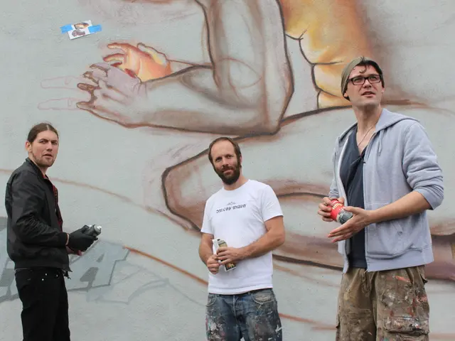 Unauthorized artwork showcased at the Emscherhalle within Duisburg-Nord's public garden