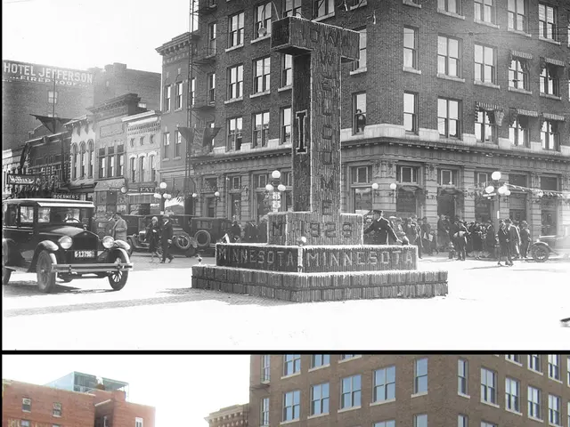 In this image we can see a collage of black and white and color images.