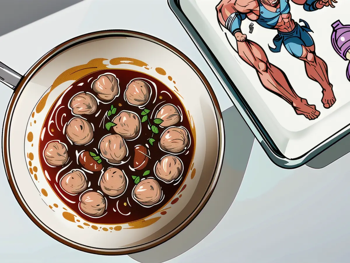 Southern cooking: Transferring meatballs onto baking tray for oven-baked soup preparation Easy homemade Meatball Soup: