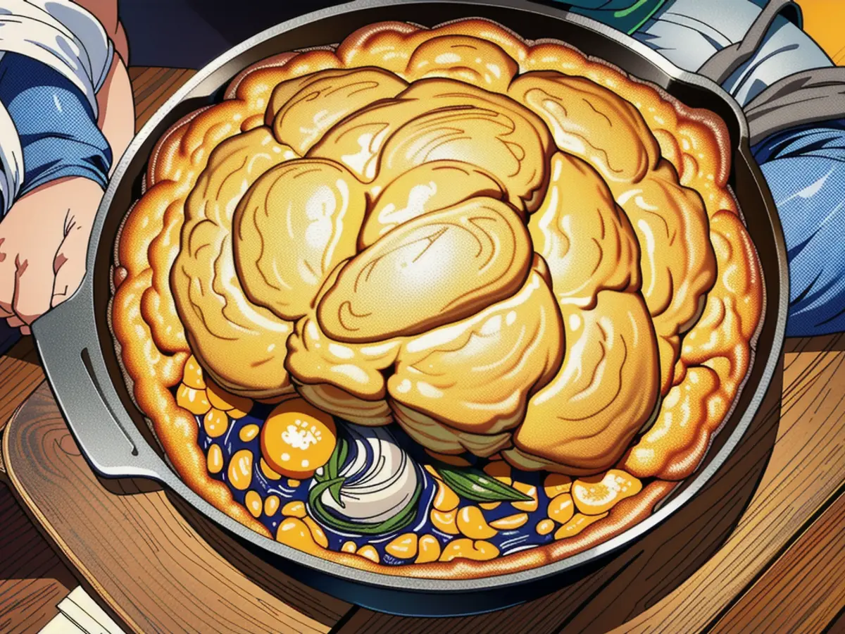 Skillet-Cooked Southern Cornbread Cowboy Casserole, Served with a Generous Spoonful for Tasting Most Popular Recipes Saved in March Rankings
